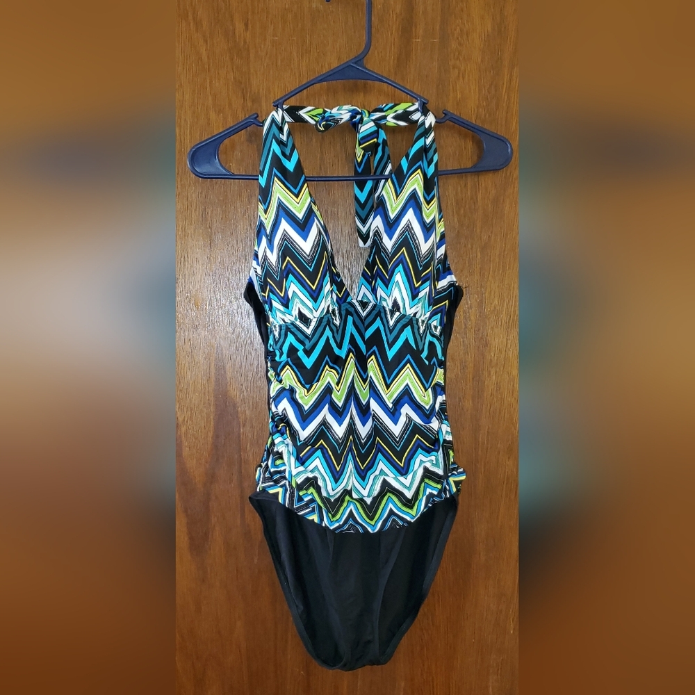 La Blanca Swimsuit Sz 12 Halter Rouching